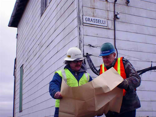 Les Beckman and Mark Stanek Outside of Grasselli Tower